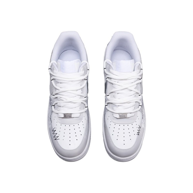 Custom Air Force 1 Shoes Silver Gray Snake Dance - Image 4