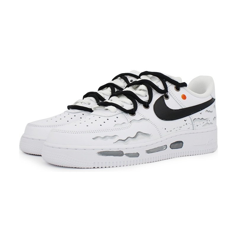 Custom Air Force 1 Shoes White Gray Mountain Clouds - Image 3