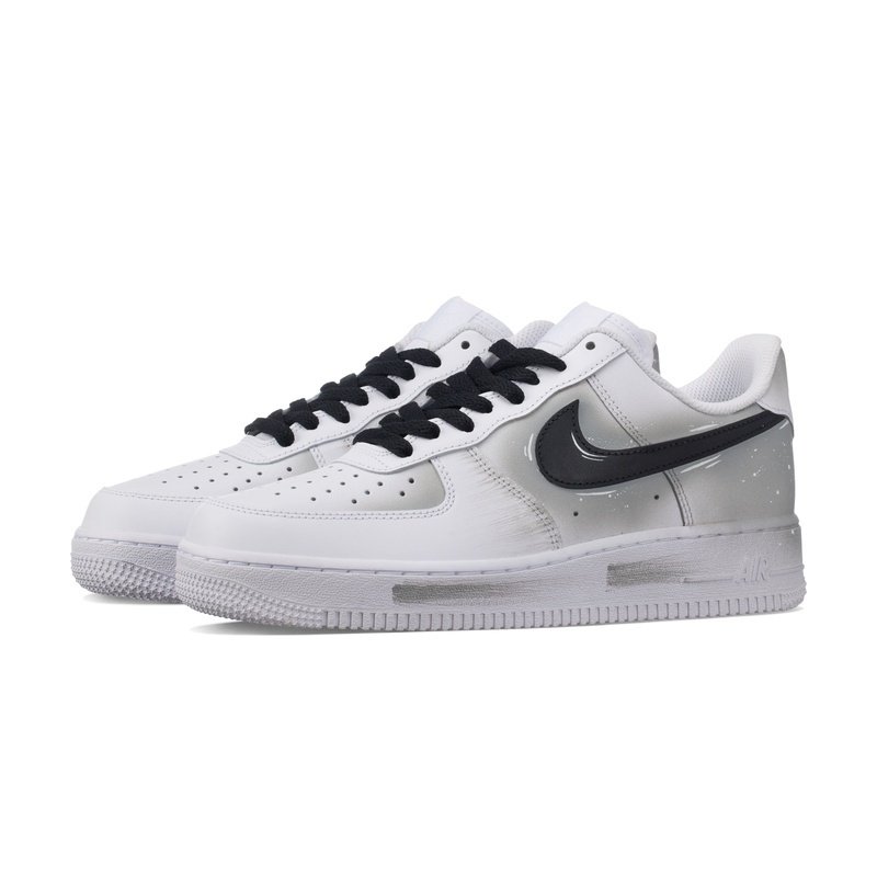 Custom Air Force 1 Shoes White Gray Racing Dash - Image 3